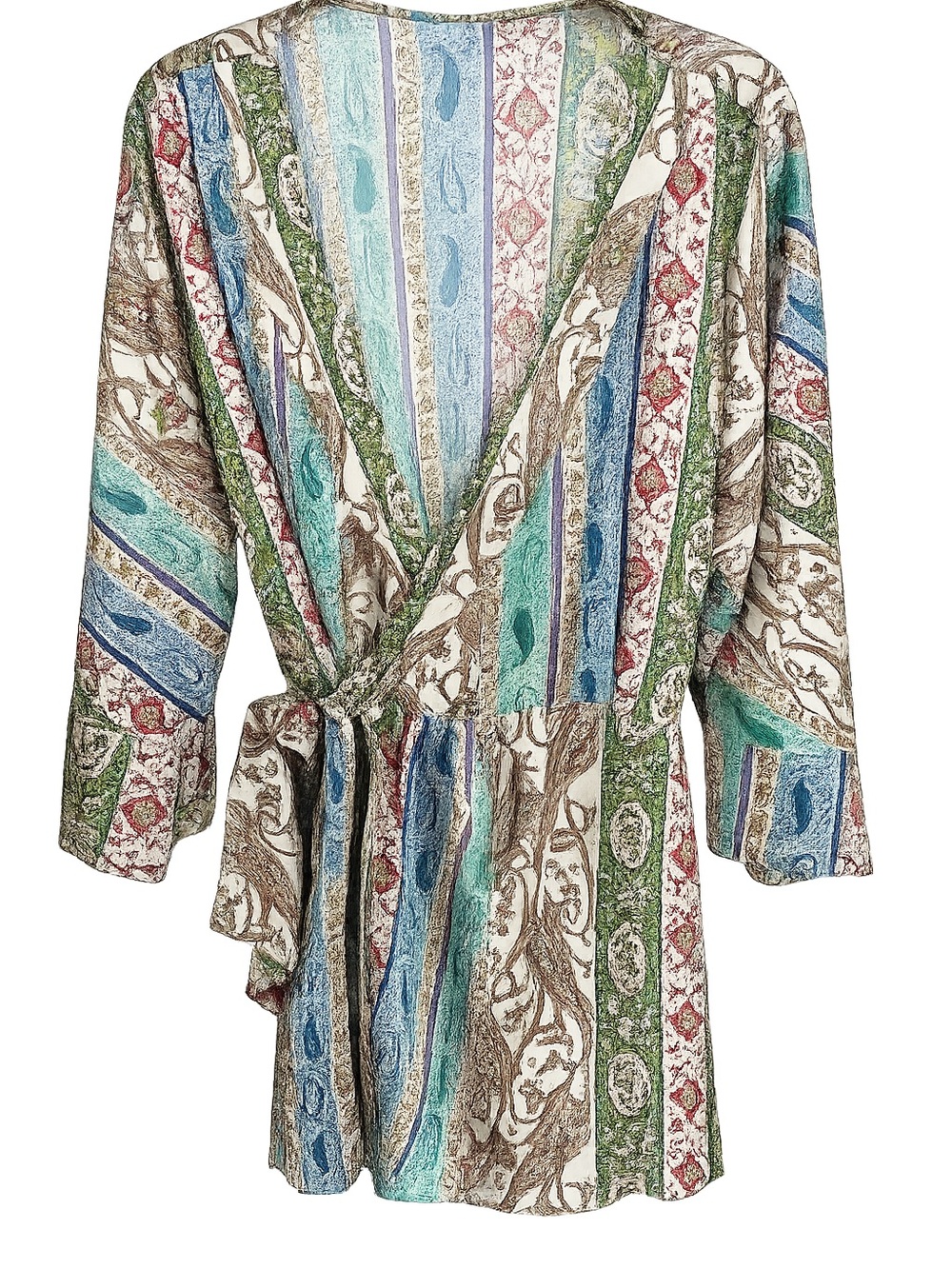 Zara Boho Paisley Print Kimono Style Wrap Dress Size M